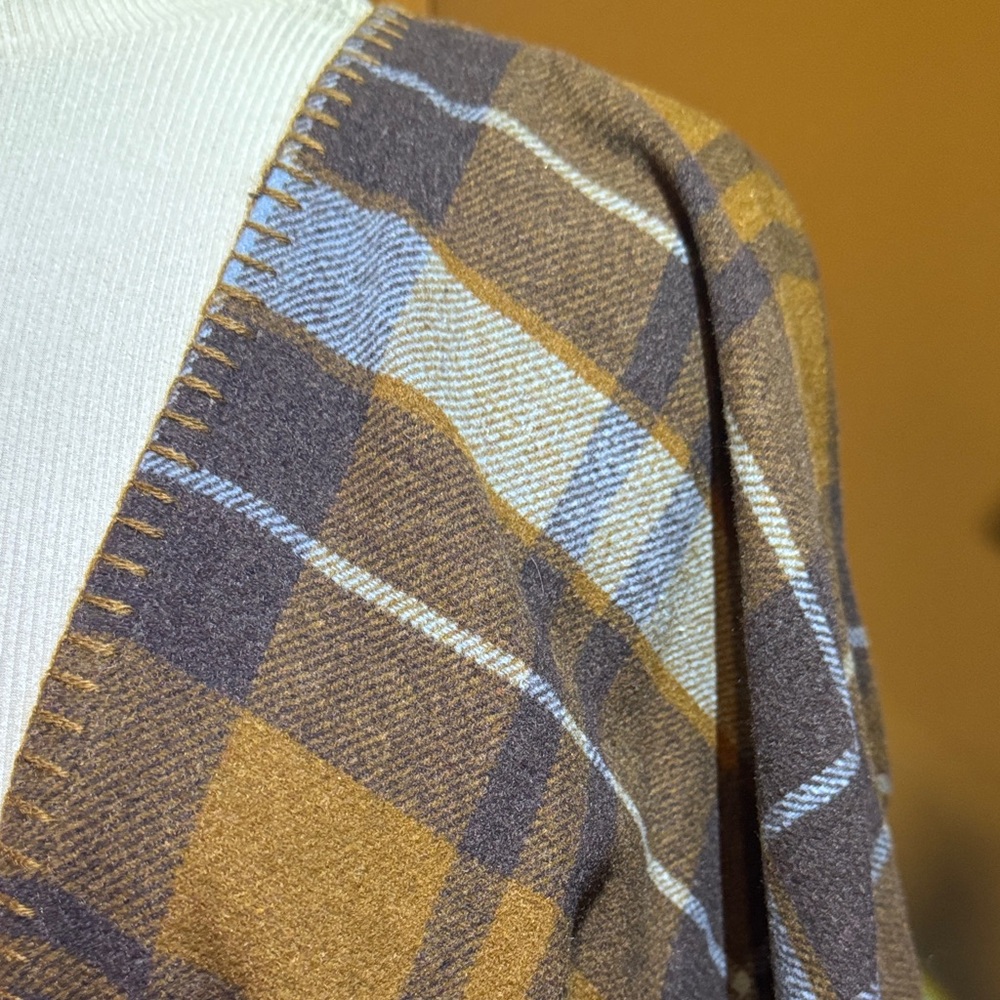 Ruby Rd. Brown Plaid Poncho - Perfectly Classy for Cold Weather! OS - Picture 3 of 7